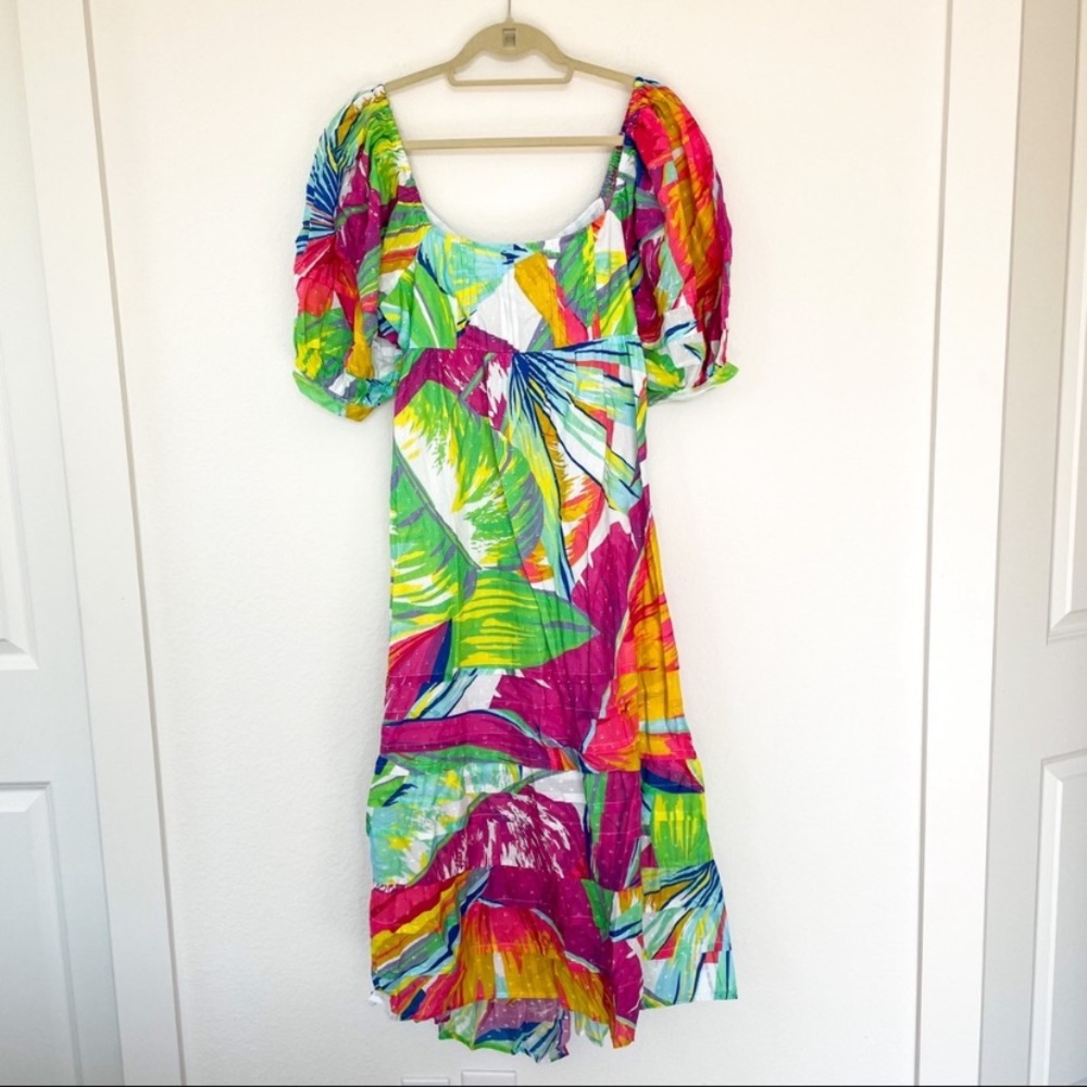 NWT FARM RIO “Rainbow Leaves” Colorful Midi Dress